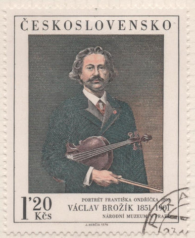 Sello E01910: hoja 126, Checoslovaquia: Sello Multicolor, dentado. Pinturas de la Galería Nacional de Praga.  Frantisek Ondricek. V. Brozik,1851-1901, 1,20 Kpruna