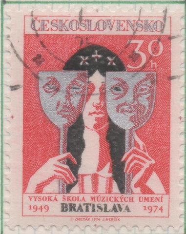 Sello E01904: hoja 125, Checoslovaquia: Sello Multicolor, dentado. Aniversarios. 25 Años GurpoFloklórico Nacional Eslovaco, 30 Haleru 