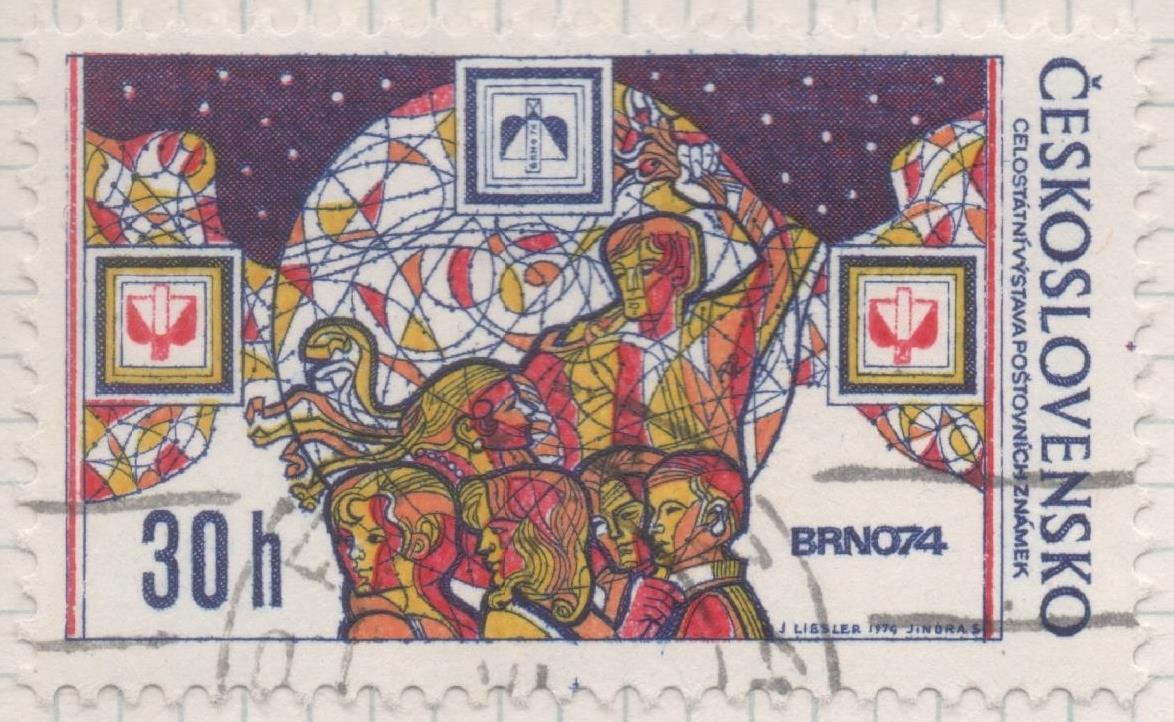 Sello E01901: hoja 125, Checoslovaquia: Sello Multicolor, dentado. Exposición Filatélica Nacional. Brno, 30 Haleru