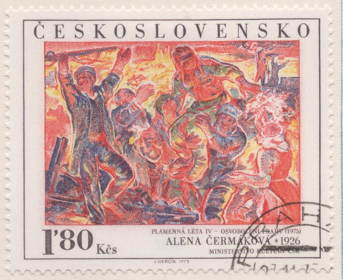 Sello E01956: hoja 131, Checoslovaquia: Sello Multicolor, dentado. Pinturas de la Galería Nacional de Praga. Años de lucha. Alena Cermakova. 1926, 1,80 Koruna