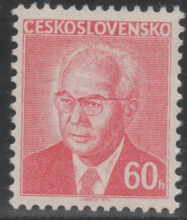 Sello E01954: hoja 130, Checoslovaquia: Sello Rojo, dentado. Presidente Gustav Husak, 60 Haleru