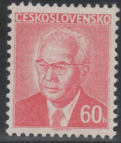 Sello E01954: hoja 130, Checoslovaquia: Sello Rojo, dentado. Presidente Gustav Husak, 60 Haleru