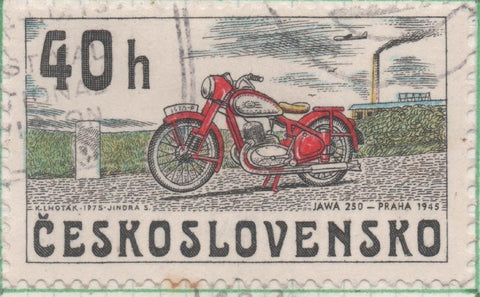 Sello E01938: hoja 129, Checoslovaquia: Sello Multicolor, dentado. Motocicletas Checas. JAWA 250, Praga 1945, 40 Haleru