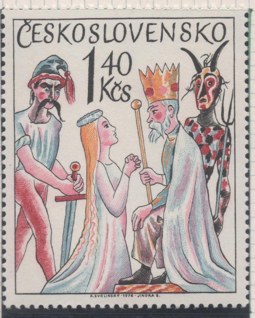 Sello E01932: hoja 128, Checoslovaquia: Sello Multicolor, dentado. Costumbres Folklóricas. Santa Dorotea, 1,40 Koruna