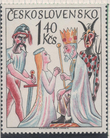 Sello E01932: hoja 128, Checoslovaquia: Sello Multicolor, dentado. Costumbres Folklóricas. Santa Dorotea, 1,40 Koruna