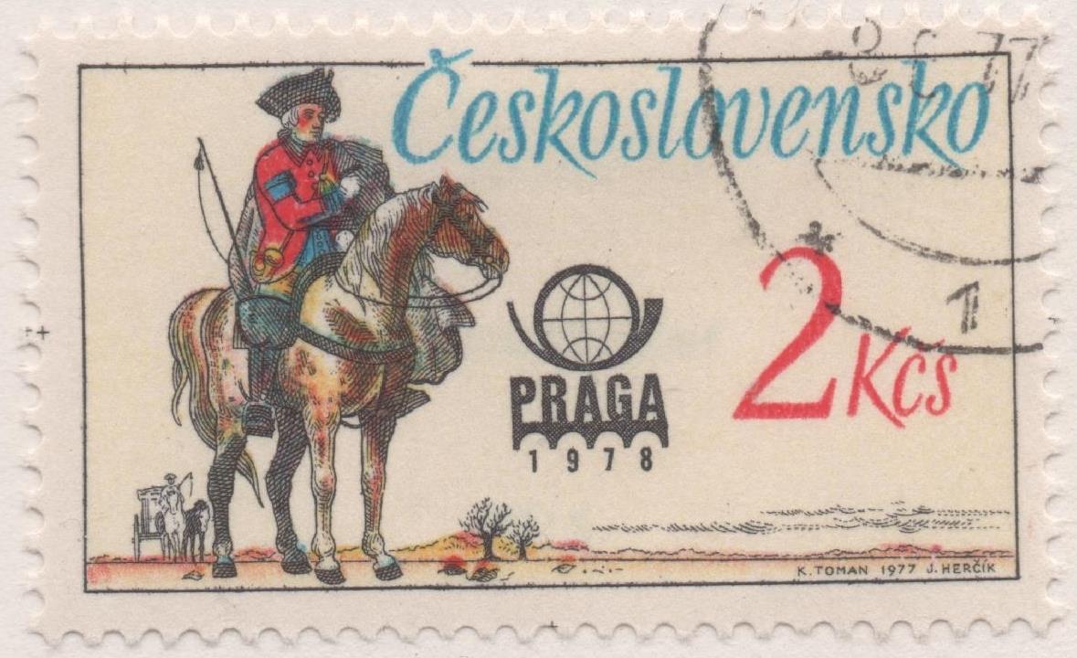 Sello E02027: hoja 137, Checoslovaquia: Sello Multicolor, dentado. Exposición Mundial de Filatelia "PRAGA 78". Uniformes Postales. Austríaco 1770, 2 Koruny
