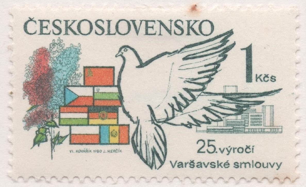 Sello E02123: hoja 151, Checoslovaquia: Sello Multicolor, dentado. Acontecimientos. 25 Años del Pacto de Varsovia, 1 Koruna