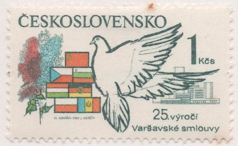 Sello E02123: hoja 151, Checoslovaquia: Sello Multicolor, dentado. Acontecimientos. 25 Años del Pacto de Varsovia, 1 Koruna