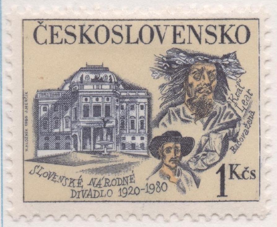 Sello E02117: hoja 150, Checoslovaquia: Sello Multicolor, dentado. LX Aniversario del Teatro de Bratislavia. Edificio, 1 Koruna