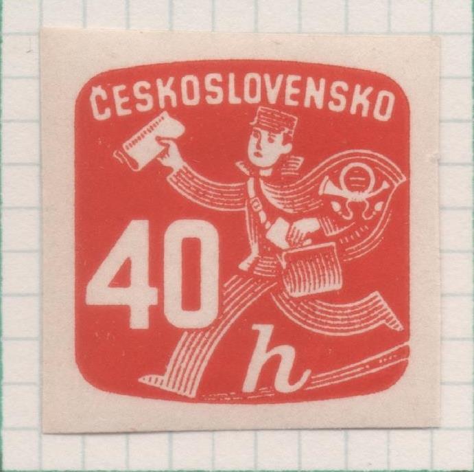 Sello E02158: hoja 158, Checoslovaquia: Sello Naranja, sin dentar. Sellos para Periódicos, 40 Haleru