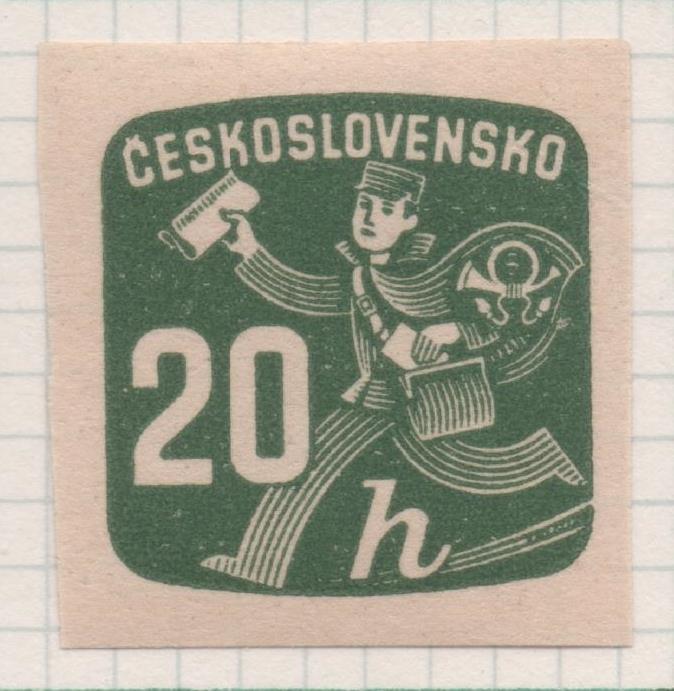 Sello E02155: hoja 158, Checoslovaquia: Sello Verde oscuro, sin dentar. Sellos para Periódicos, 20Haleru
