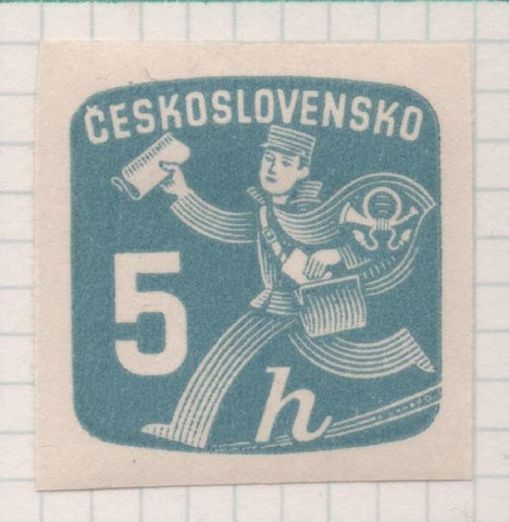 Sello E02152: hoja 158, Checoslovaquia: Sello Turquesa, Sin dentar. Sellos para Periódicos, 5 Halerus