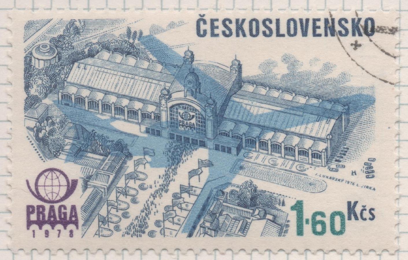 Sello E02150: hoja 156, Checoslovaquia: Sello azul, violeta y verde, dentado. Exposición Filatélica Internacional " PRAGA 78". Palacio de Congresos 1891, 1,60 Koruna