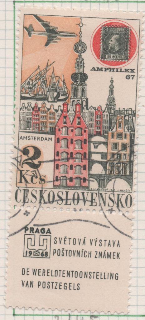 Sello E02145: hoja 155, Checoslovaquia: Sello Multicolor, dentado. Exposición Filatélica Internacional PRAGA 1968 . Exposiciones anteriores. Amsterdam. AMPHILEX 1967, 2 Koruny