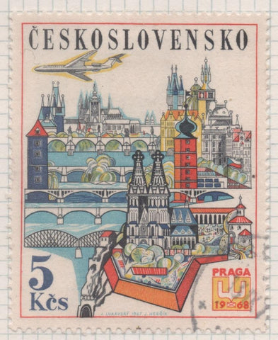Sello E02144: hoja 155, Checoslovaquia: Sello Multicolor, dentado. Exposición Filatélica Internacional PRAGA 1968 . Exposiciones anteriores. Praga. PRAGA 1968, 5 Koruny