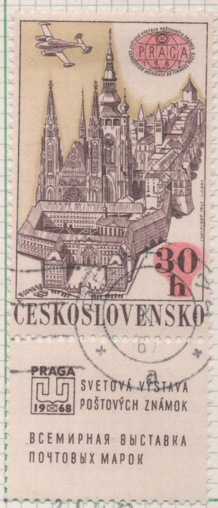 Sello E02140: hoja 155, Checoslovaquia: Sello Multicolor, dentado. Exposición Filatélica Internacional PRAGA 1968 . Exposiciones anteriores. Castillo de Praga.PRAGA 62, 30 haleru