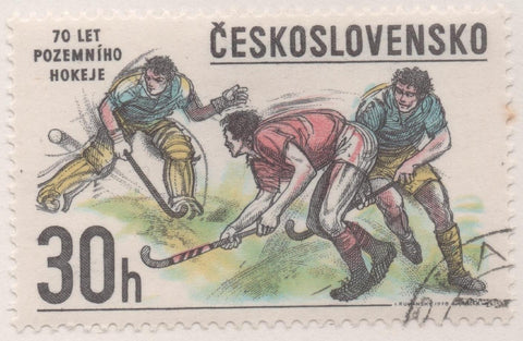 Sello E02056: hoja 141, Checoslovaquia: Sello Multicolor, dentado. 70º Aniv del Hockey Hierba Checoslovaco, 30 Haleru