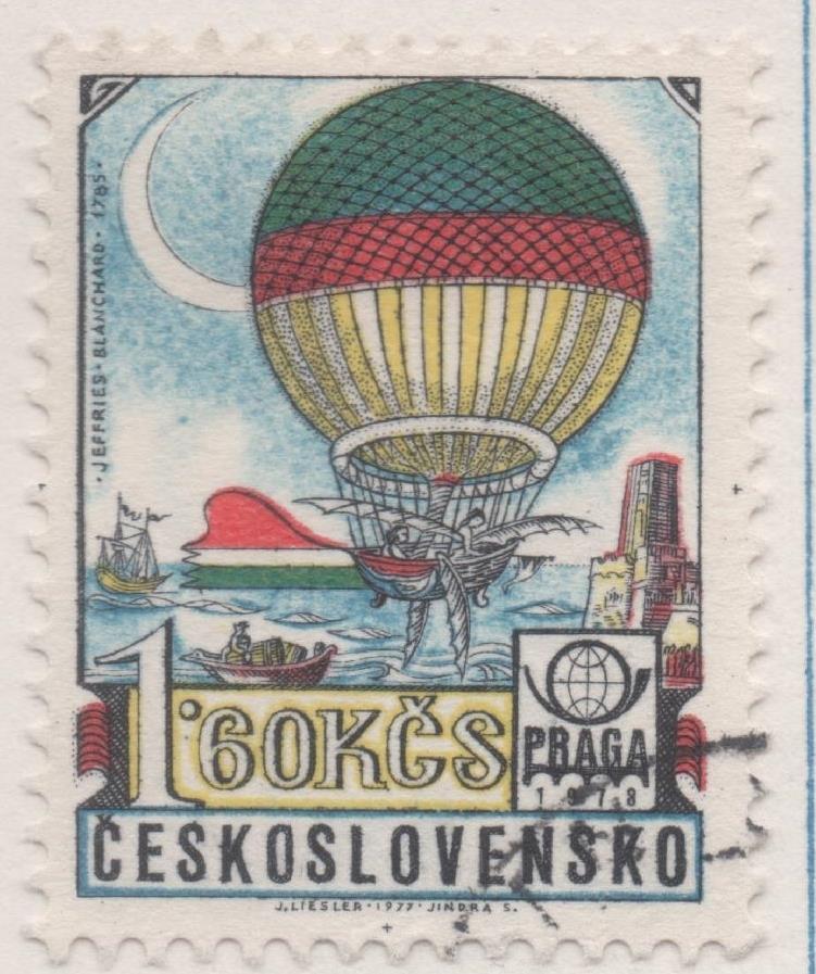Sello E02042: hoja 138, Checoslovaquia:  Sello Multicolor, dentado. Exposición Mundial de Filatelia "PRAGA 78", Aerostato, 1,60 Koruna