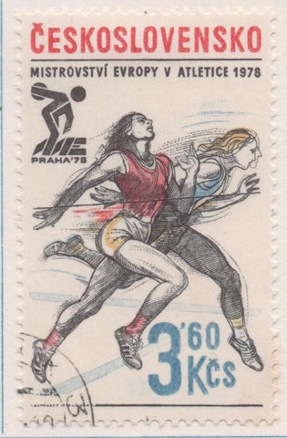 Sello E02061: hoja 141, Checoslovaquia: Sello Multicolor, dentado. Campeonatos Europeos de Atletismo. Atletismo, 3,60 Koruny
