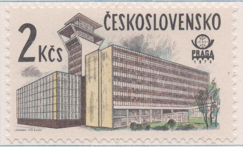 Sello E02075: hoja 143, Checoslovaquia: Sello Multicolor, dentado.  Exposición Filatélica Internacional "PRAGA 78". Praga moderno. Palacio de comunicaciones, 2 Koruny