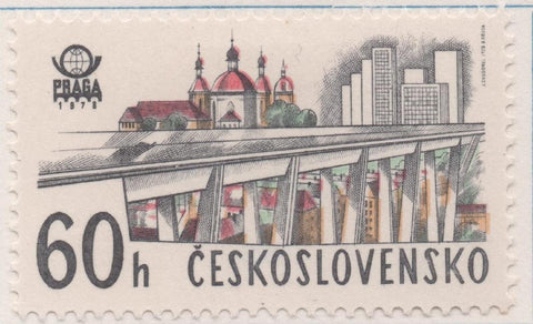 Sello E02073: hoja 143, Checoslovaquia: Sello Multicolor, dentado.  Exposición Filatélica Internacional "PRAGA 78". Praga Moderno. Puente Gottwald, 60 Haleru