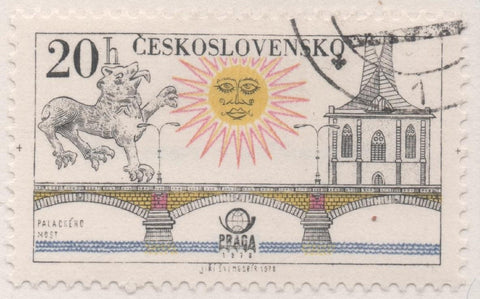 Sello E02062: hoja 142, Checoslovaquia: Sello Multicolor, dentado. Exposición Filatélica de Praga. Puentes.Palacky, 20 Haleru