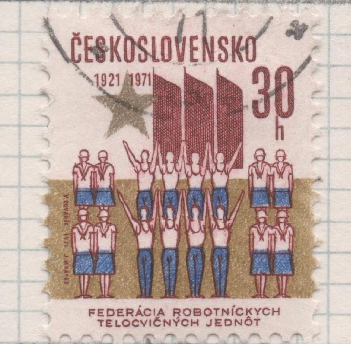 Sello E01709: hoja 111, Checoslovaquia: Sello Multicolor, dentado. 50 Aniversario de la Federación Nacional deGimnasia, 30 Haleru