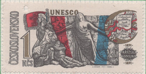 Sello E01706: hoja 111, Checoslovaquia: Sello Multicolor, dentado.I Centenario de la Comuna de París. 1 Koruna