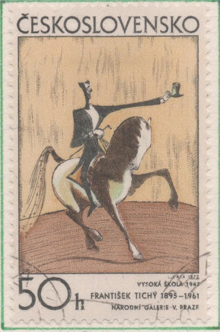 Sello E01749: hoja 114, Checoslovaquia: Sello Multicolor, dentado. Arte Gráfico. La doma. Frantisek Tichý. 1947, 50 Haleru