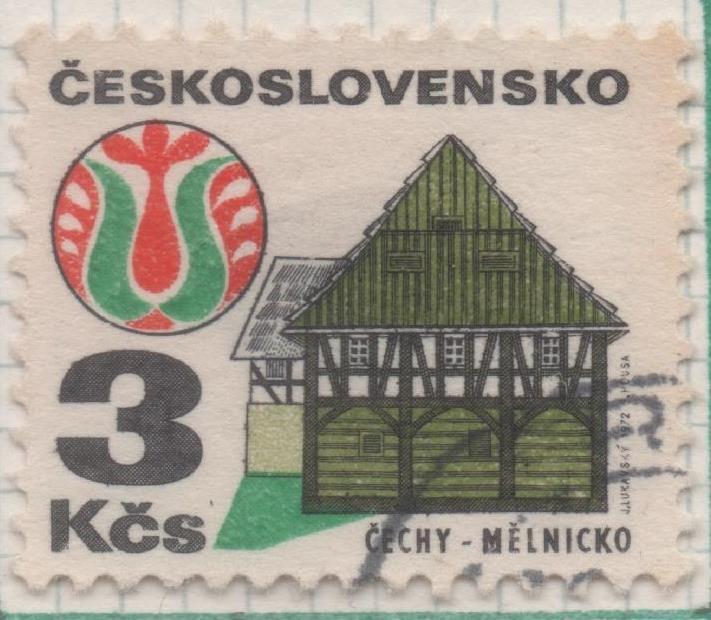 Sello E01730: hoja 113, Checoslovaquia: Sello Multicolor, detnado. Edificios. Mělnicko. Bohemia, 3 Koruny