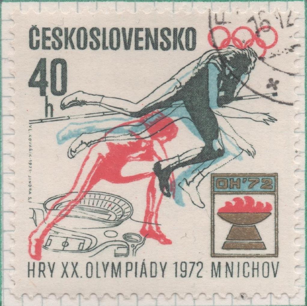 Sello E01726: hoja 113, Checoslovaquia: Sello Multicolr, dentado. 75 Aniv del Comité Olímpico Nacional. Slto de Altura, 40 Haleru