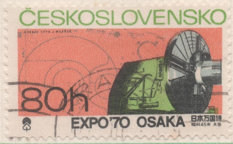 Sello E01624: hoja 105, Checoslovaquia: Sello Multicolor, dentado. Exposición universal "Expo 70". Osaka. Maquinaria Pesada, 80 Haleru
