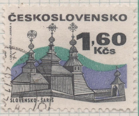 Sello E01683: hoja 109, Checoslovaquia: Sello Multicolor, dentado. Edificios. Iglesia de Šariš. Eslovaquia, 1,60 Koruna