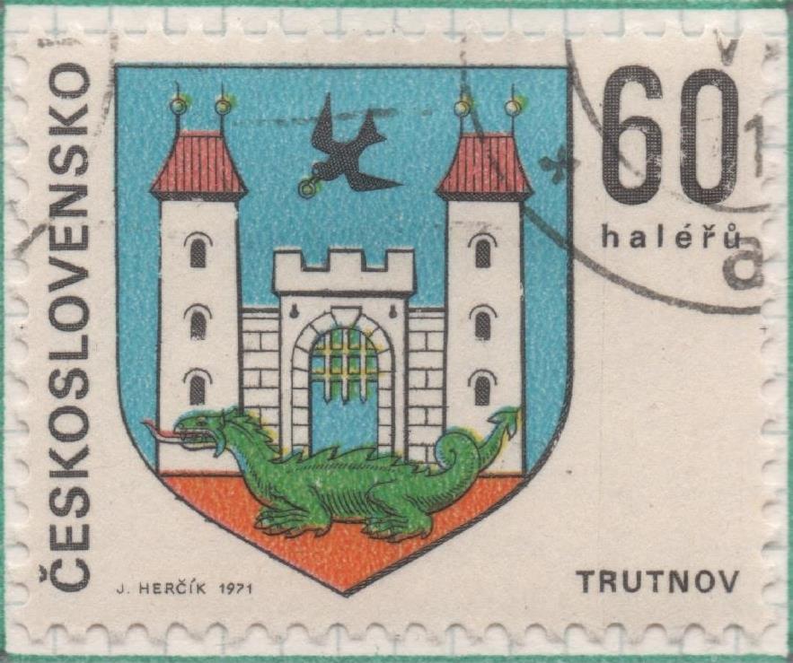 Sello E01679: hoja 109, Checoslovaquia: Sello Multicolor, dentado. Escudos Ciudades Regionales. Trutnov, 60 Haleru