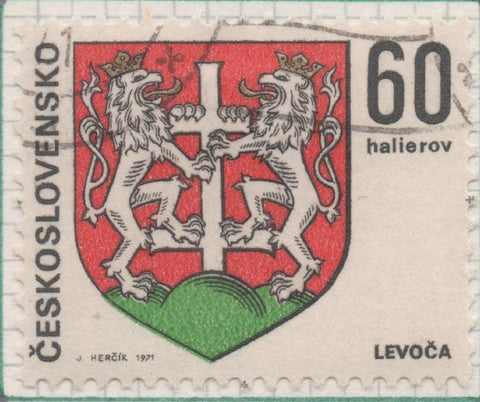 Sello E01678: hoja 109, Checoslovaquia: Sello Multicolor,dentado. Escudos Ciudades Regionales. Levoča, 60 Haleru