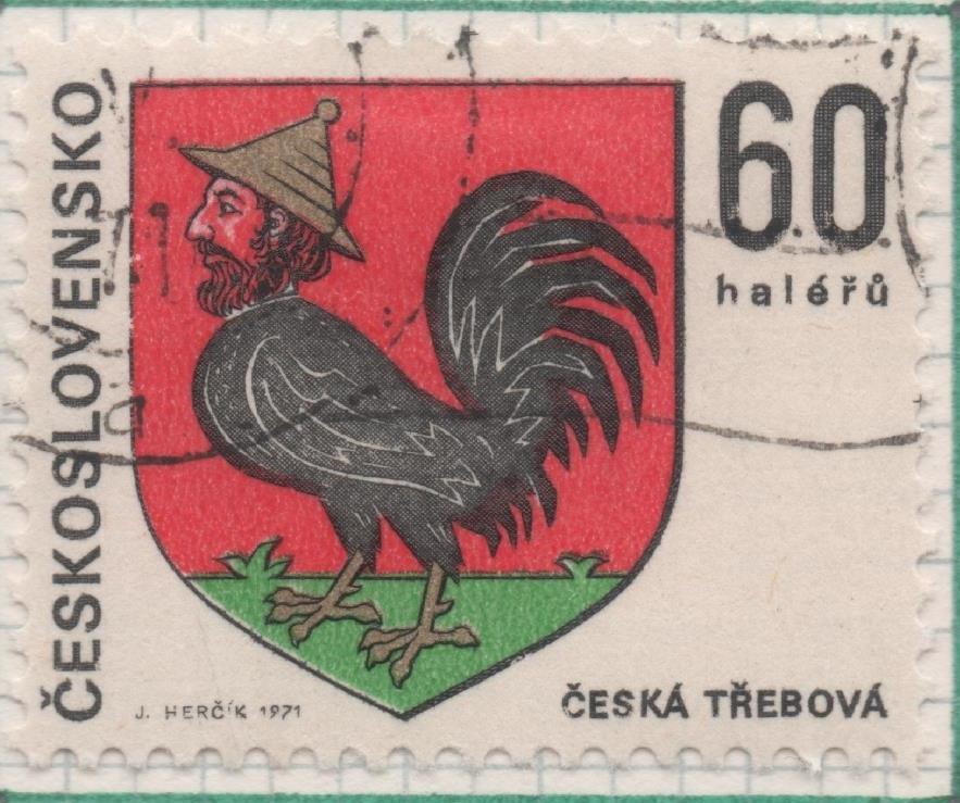 Sello E01676: hoja 109, Checoslovaquia: Sello Miulticolor, dentado.  Escudos Ciudades Regionales. Česká Třebová, 60 Haleru