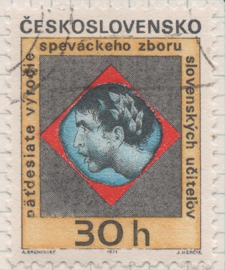 Sello E01675: hoja 109, Checoslovaquia: Sello Multicolor, dentado. 50º Aniversario de la Fundación de Coros Eslavacos, 30 Haleru