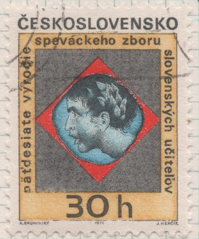 Sello E01675: hoja 109, Checoslovaquia: Sello Multicolor, dentado. 50º Aniversario de la Fundación de Coros Eslavacos, 30 Haleru