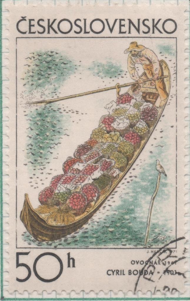 Sello E01670: hoja 109, Checoslovaquia: Sello Multicolor, dentado. Arte Gráfico. El jardinero. Cyril Bouda. 1941, 50 Haleru