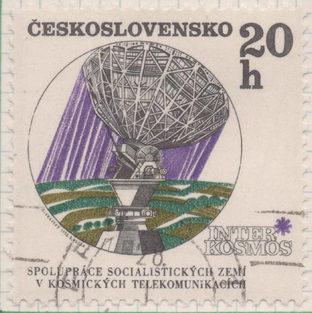 Sello E01664: hoja 108, Checoslovaquia: Sello Multicolor, dentado, Programa de Investigación Espacial. Telecomunicaciones, 20 Haleru