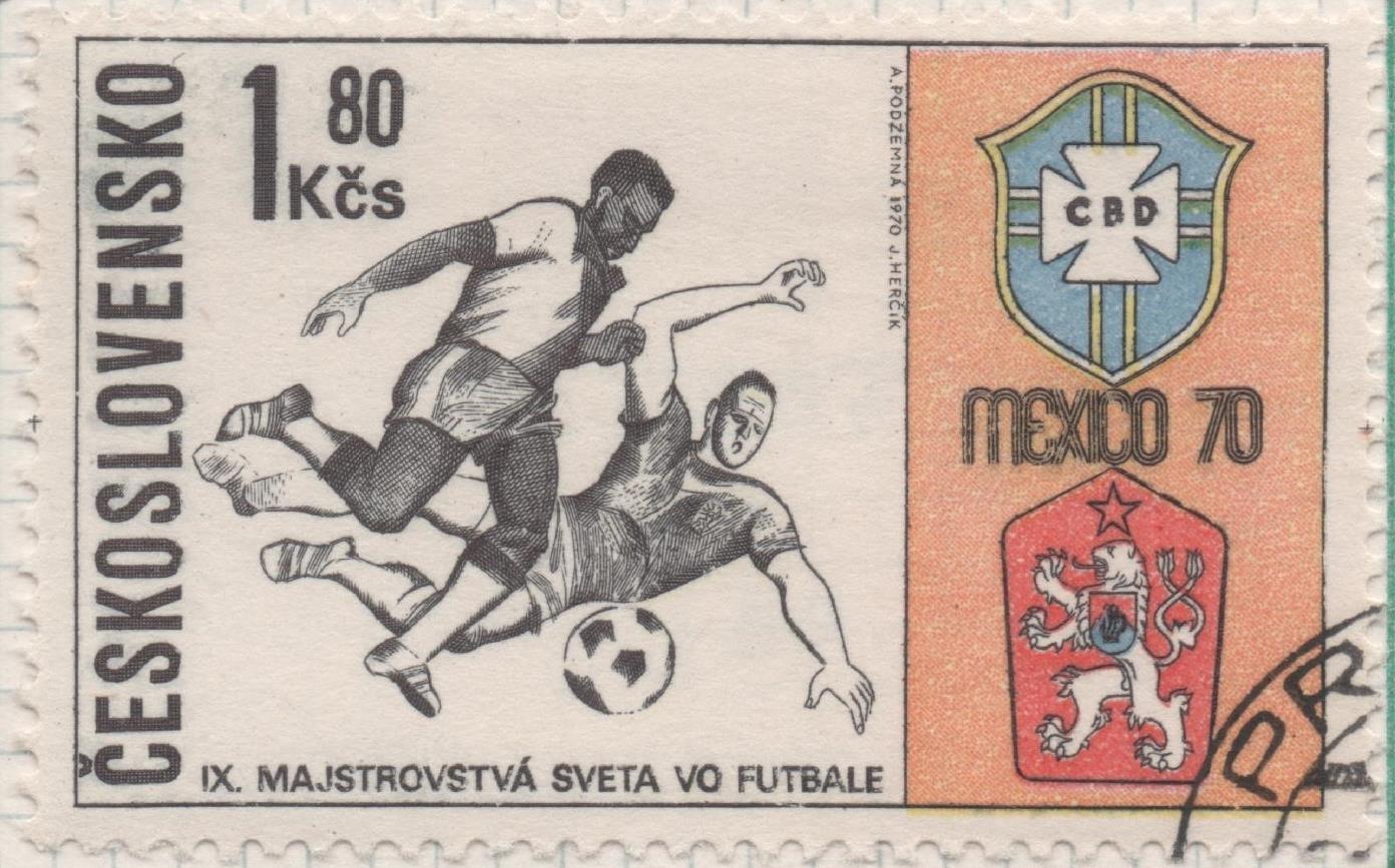 Sello E01658: hoja 107, Checoslovaquia: Sello Multicolor, dentado. Mundiales de Fútbol de México. Brasil-Checoslovaquia, 1,80 Koruna