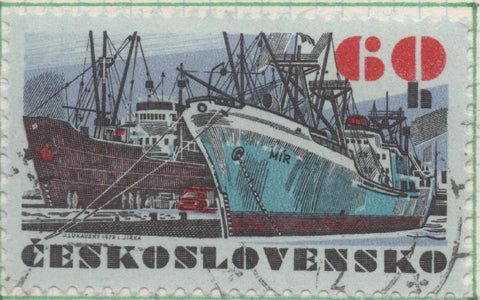Sello E01757: hoja 115, Checoslovaquia: Sello Papel azulado, multicolor, dentado. Flota Mercante Checoslovaca. Fragata "Mír", 60 Haleru