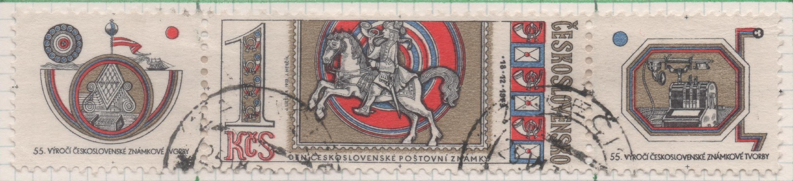 Sello E01853: hoja 121, Checoslovaquia: Sello Multicolor, detnado. Día del Sello, 1 koruna