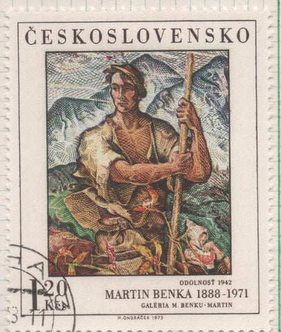 Sello E01848: hoja 121, Checoslovaquia: Sello Multicolor, denado. Pinturas de la Galería Nacional de Praga. Resistente. Martin Benka,1888-1971, 1,20 Koruna