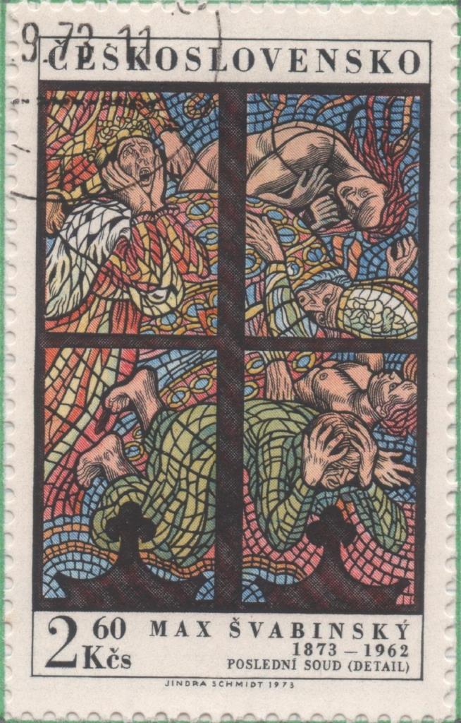 Sello E01839: hoja 120, Checoslovaquia: Sello Multicolor, dentado. I Centenario del Nacimiento de Pintor Max Svabinsky. El Juicio Final, 2,60 Koruny
