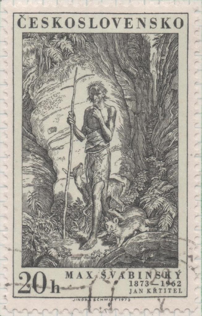 Sello E01835: hoja 120, Checoslovaquia: Sello Azul claro y gris, dentado. I Centenario del Nacimiento del Pintor Max Svabinsky. Juan Bautista, 20 Haleru