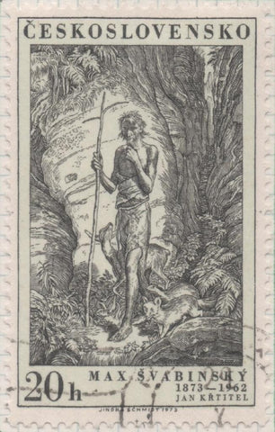 Sello E01835: hoja 120, Checoslovaquia: Sello Azul claro y gris, dentado. I Centenario del Nacimiento del Pintor Max Svabinsky. Juan Bautista, 20 Haleru