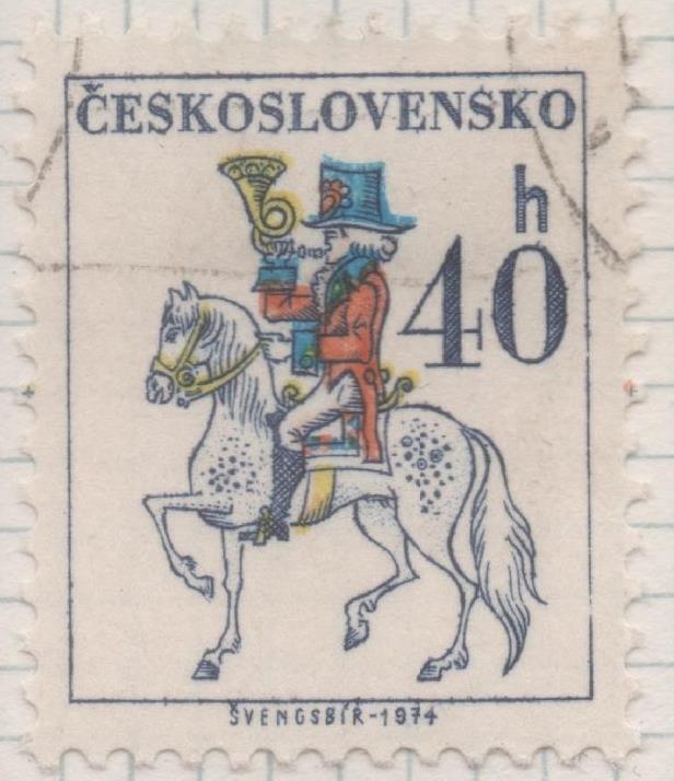 Sello E01882: hoja 124, Checoslovaquia: Sello Multicolor, dentado. Serie Básica. Servicio Postal, 40 haleru