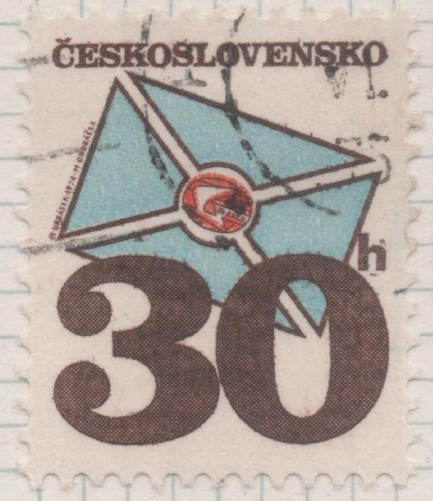 Sello E01881: hoja 124, Checoslovaquia: Sello Multicolor, dentado. Serie Básica. Servicio Postal, 30 Haleru