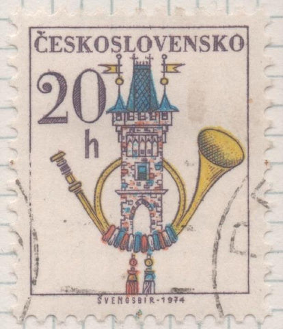 Sello E01880: hoja 124, Checoslovaquia: Sello Multicolor, dentado. Serie Básica.servicios Postales, 20 Haleru